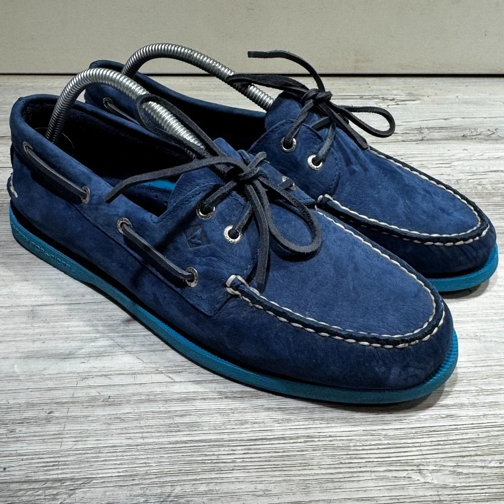 Sperry Top Sider Royal Blue Suede Boat Shoes Blue Soles 10 M